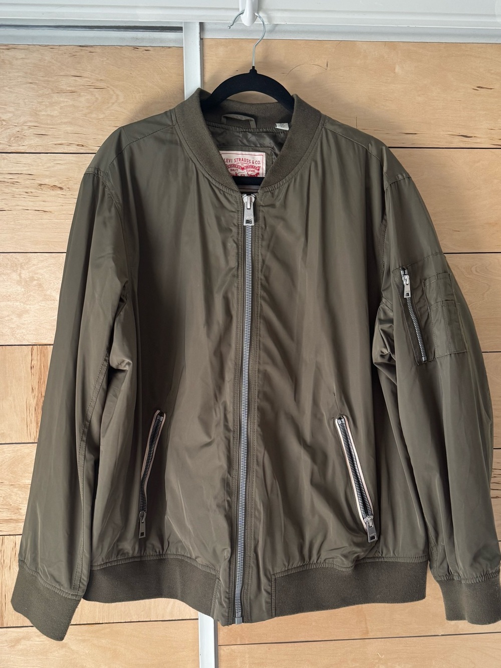 Levi's Olive Green Bomber Jacket with Zip Pockets